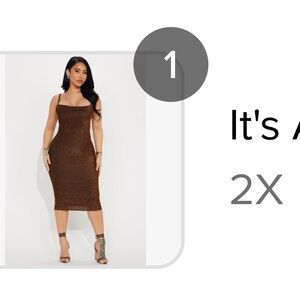 Fashion Nova Shimmering Brown Midi Dress